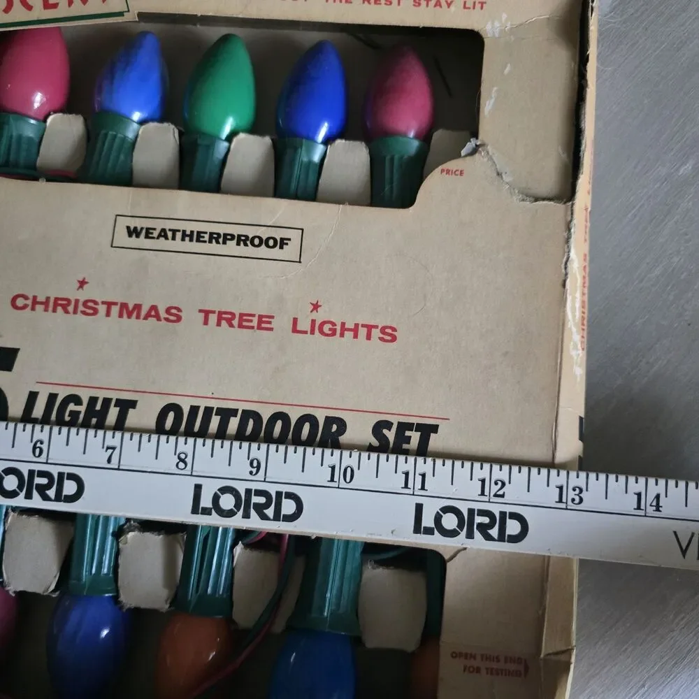 Vintage Crescent 15 Light Christmas Outdoor Set Large Bulb C7 Original Box Works